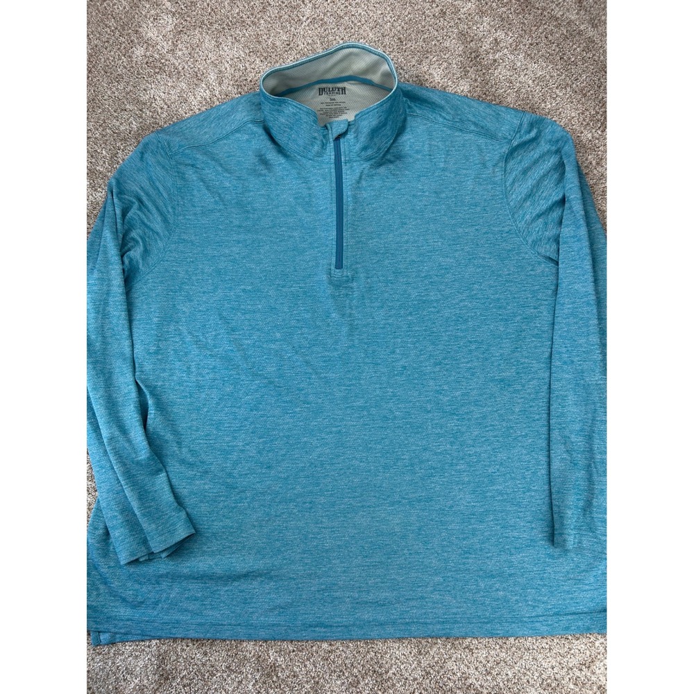 Duluth Trading Co Mens 3XL Quarter Zip Pullover Heathered Teal Blue Gorpcore